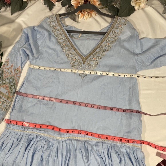 NWT $148‎ Free People [ XS ] Wild One Embroidered Mini Dress in Blue Skies - Picture 16 of 16